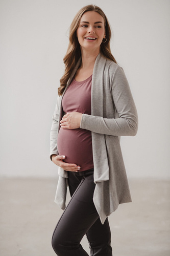 Cardigan de maternitate Mama Wrap Milk&Love, culoare gri deschis