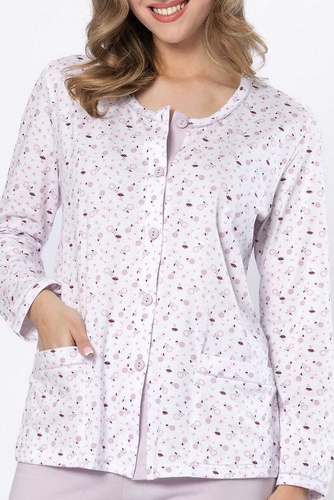 Pijamale dama Leveza Danuta 1637 lila – bumbac, maneca lunga, nasturi