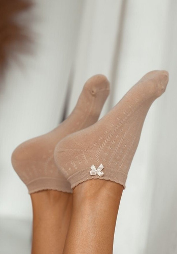 0859 Picioare femei cu fundita Milena - stil si confort - bej