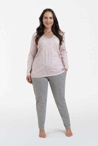 Simona Pijama cu mânecă lungă și pantaloni lungi de damă Italian Fashion - print/melange