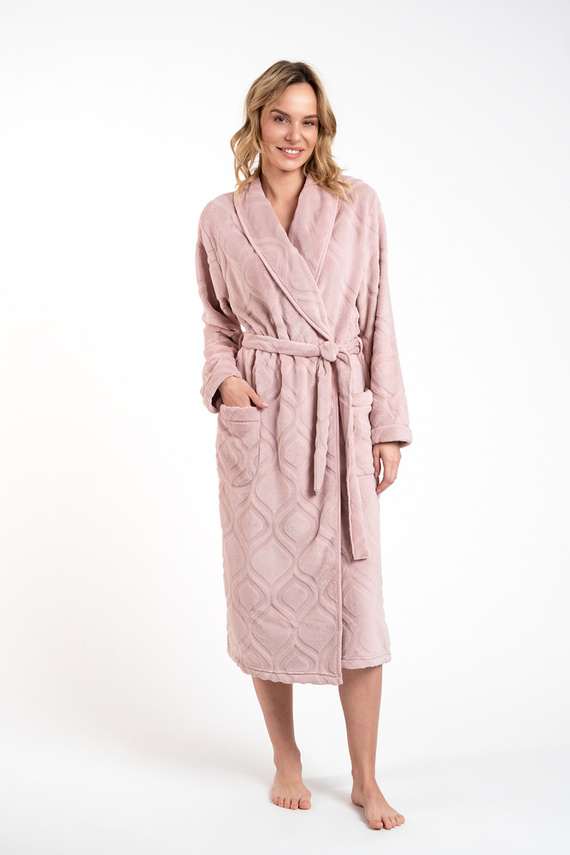 Morena Halat de baie fleece pentru femei Іtalian Fashion - roz pudră 