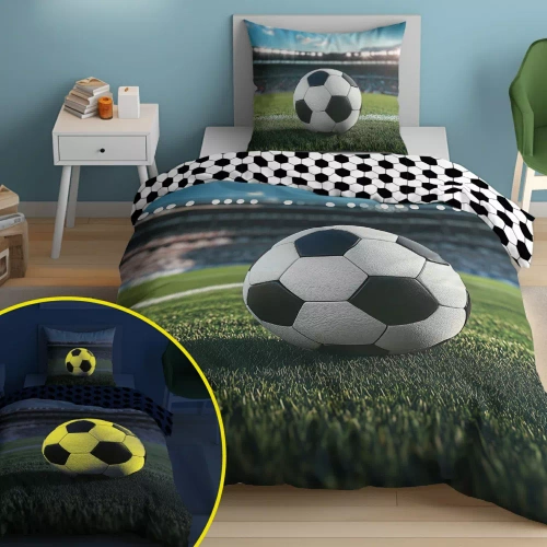 5546 A Fluo 95 Lenjerie de pat strălucește în întuneric stadion de fotbal 100% bumbac | Pentru copii Detexpol