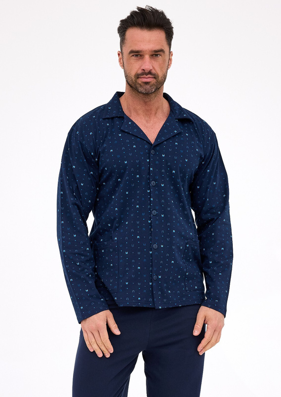 114/80 Pijamale bărbați Cornette | Fermoar, 100% bumbac, guler și buzunare