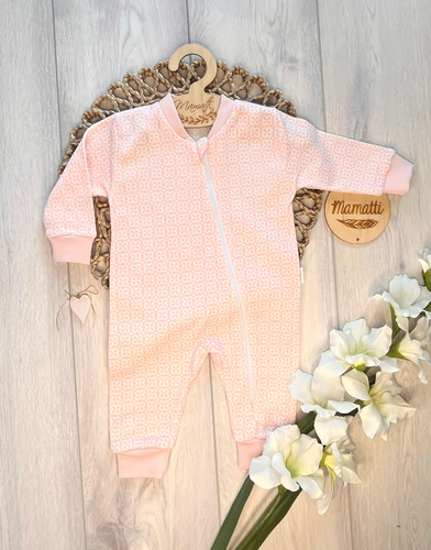 Salopetă bebe Mamatti PS15941 fără botoșei flori bumbac fermoar