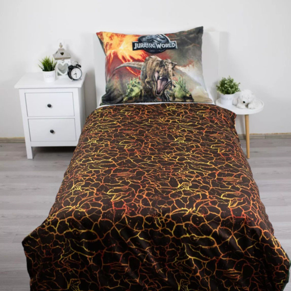 Lenjerie de pat 140x200 Dinozauri Parc Jurasic Vulcan 70x90 Jerry Fabrics