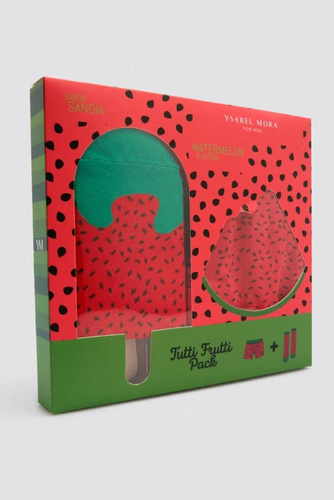 Komplet 20475 boxeri + șosete bărbați din bumbac, pepene verde, cadou
