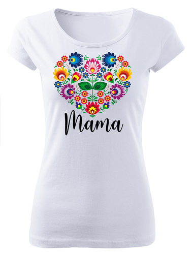 Tricou dama „Mama folk with a heart” Moocha alb