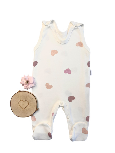 Salopete pentru bebelusi Mamatti SC15030 - cu inimioare, bumbac