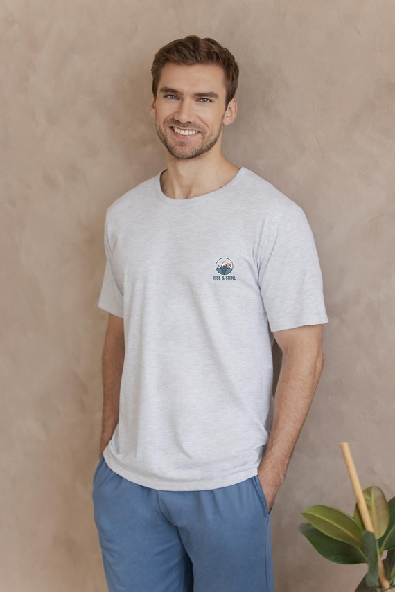 Pijama bărbați 3576 Gabriel din bumbac – scurtă, cu buzunare