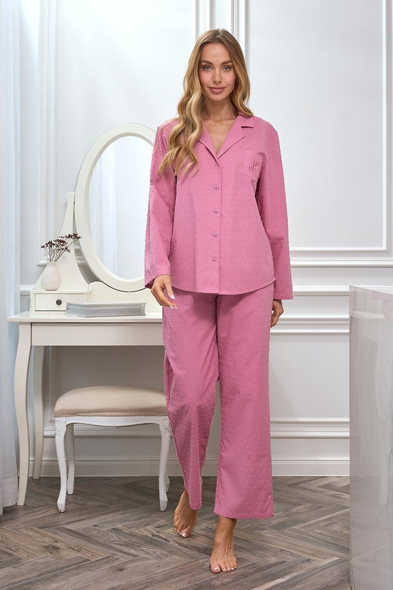 Pijama 2613 L&L bumbac lejeră cu nasturi confort damă