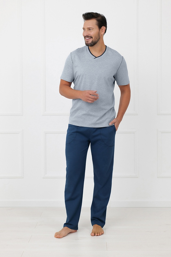 Pijamale bărbați Devon Italian Fashion bumbac pantaloni lungi melanj
