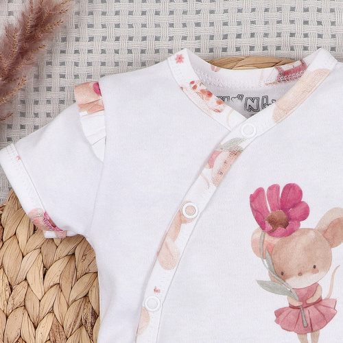 Body bebeluși Nini Little Mouse bumbac organic tip petrecut mânecă scurtă