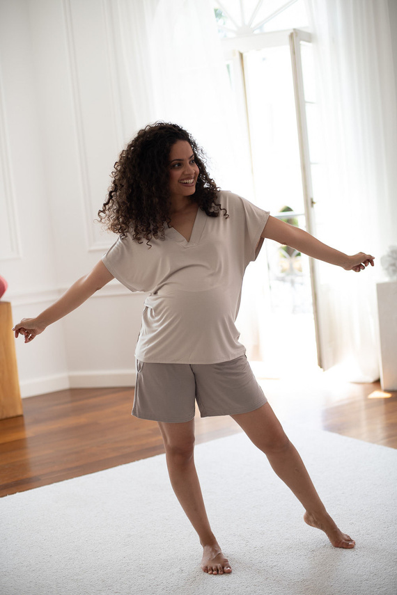Milk&Love Moon bambusowe scurte pantaloni de maternitate pentru pijama, bej