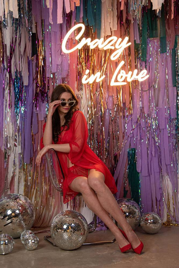 634 Florence cămașă de noapte fără bretele + tanga Forex - roșu