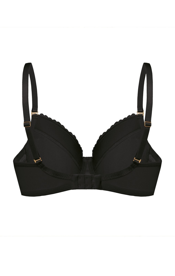 Sutien Full Cup Petra Mefemi by Nipplex – negru, susținere totală, dantelă elegantă, interior din bumbac, push-up detașabil, ideal pentru bust mediu și mare