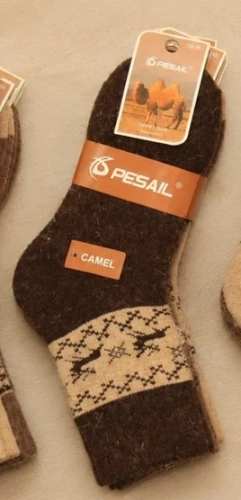 Pesail 3055 wz.22 Camel Wik șosete damă de iarnă cu reni - 1 maro