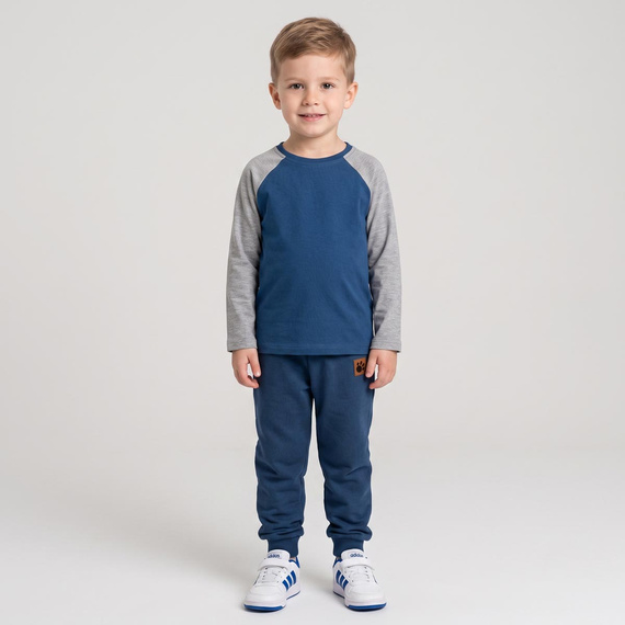 228139 Nicol FARMA Bluză băieți raglan albastru marin gri melanj bumbac