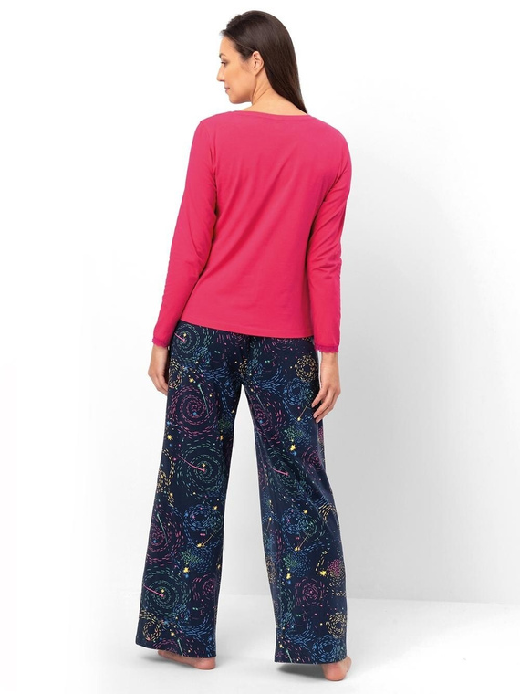 Key LNS 750 pijamale dama, zmeura - bumbac, maneci lungi, confortabile