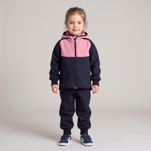 229040 Nicol Geacă softshell pentru copii cu polar, glugă și elemente reflectorizante - roz