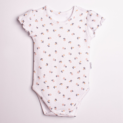 Body pentru fetiță Nicol 220095 cu mâneci scurte, bumbac, flori delicate