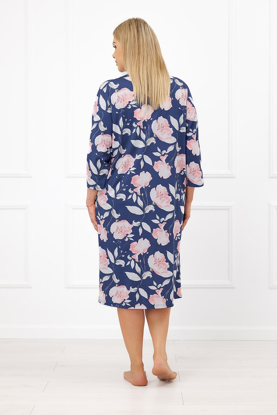 Cămașă de noapte Italian Fashion Ardizja 100% bumbac, flori, mânecă 3/4