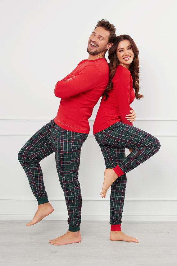 Fogo Pijama bărbătească cu mânecă lungă, pantaloni lungi Italian Fashion - roșu/print 