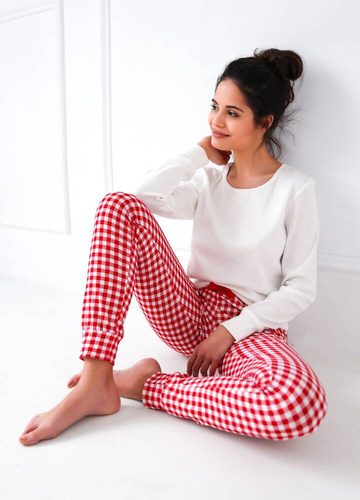 Pijama pentru femei Sensis Perfect - crem și roșu