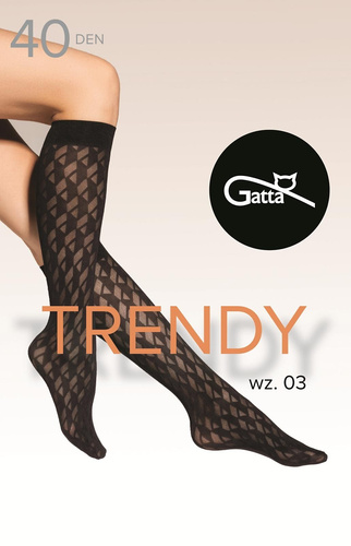 Șosete Gatta Trendy până la genunchi 03 – 40 den, model geometric