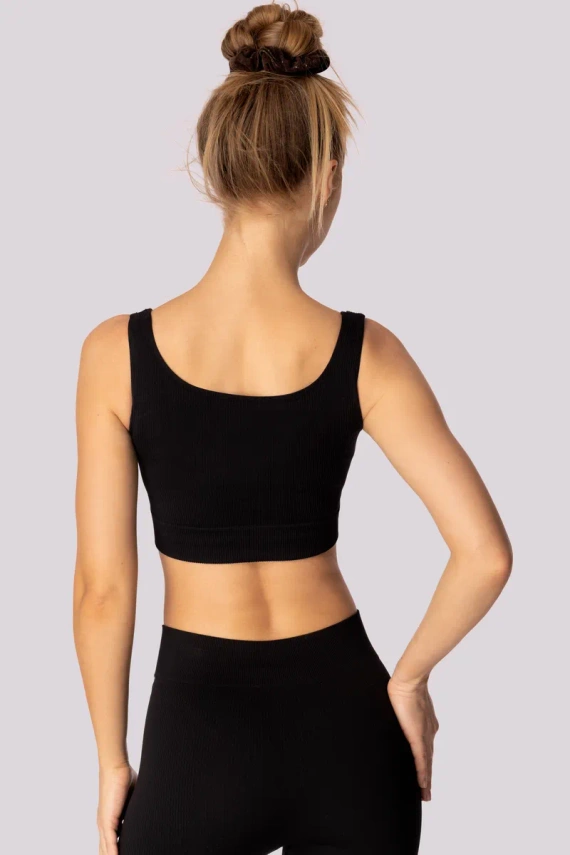 Sutien sport Mona cu nervuri, negru