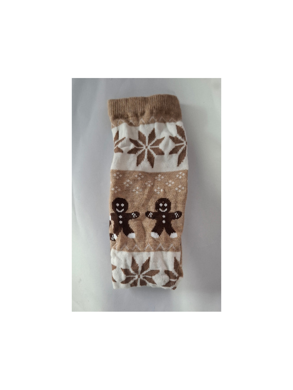 1283-040 Șosete Milena Cookies – șosete de Crăciun pentru femei cu motiv de fursecuri, Melanj deschis