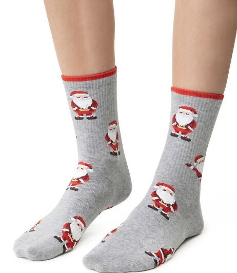 ART.136 Ciorapi dama Steven de Craciun, gri melange 141 - bumbac, calduroase, model iarna