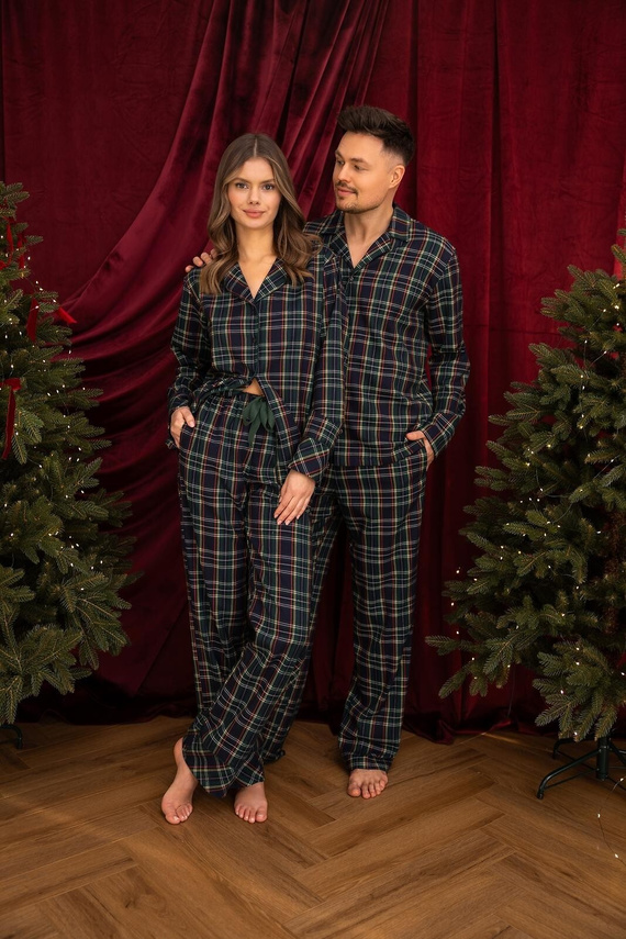 Sensis Skyler pijama damă 100% bumbac flanel, lungă, în carouri