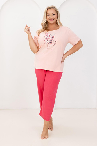 Pijama Regina 740, 100% bumbac, cu print, pantaloni 7/8, confort și stil