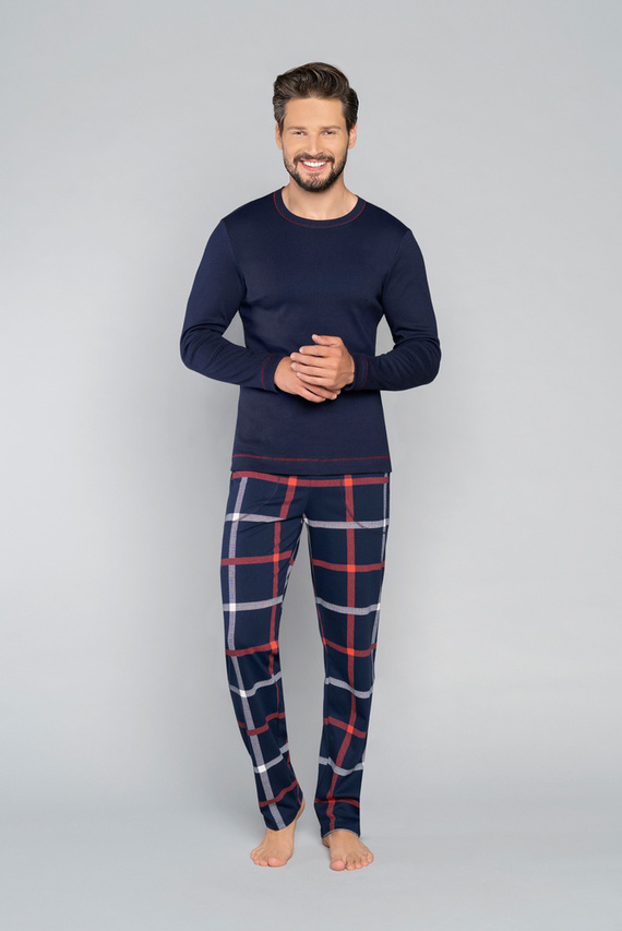 Horton Pijama cu mânecă lungă pentru bărbați, pantaloni lungi Italian Fashion - albastru navy/print