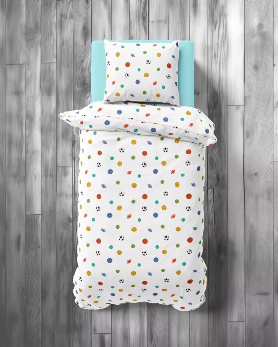 5442 A Sportowy Sen Lenjerie de pat bumbac pentru copii Detexpol alb