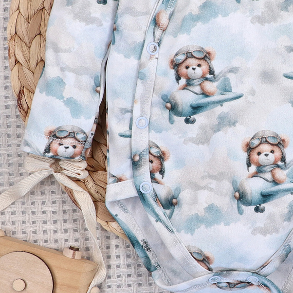 NINI ABN-5741/PIL Body tip petrecut organic Baby Bear Pilot cu ursuleț