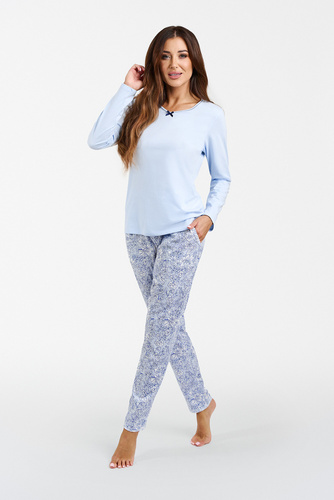 Salli Pijama de damă cu mânecă lungă și pantaloni lungi Italian Fashion - albastru/print 
