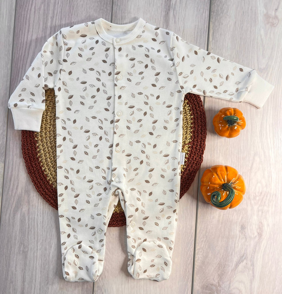 Salopă pentru bebeluși Mamatti PA15440 frunze – bumbac, cu capse