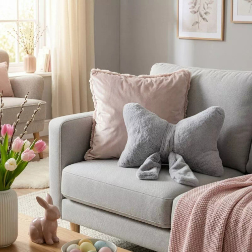Eurofirany Wiosna 135 – pernă decorativă 37x10x30 cu fundă silver