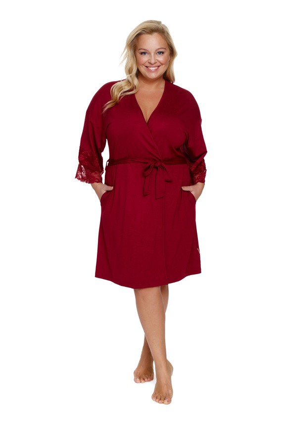 7261 Halat de baie dama Doctor Nap - vascoza, Plus Size - rosu visiniu