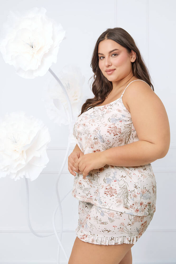 Pijama de damă Solita slim-fit, pantaloni scurți Italian Fashion - print