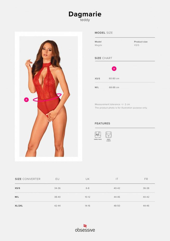 Dagmarie Teddy Body Obsessive - czerwone