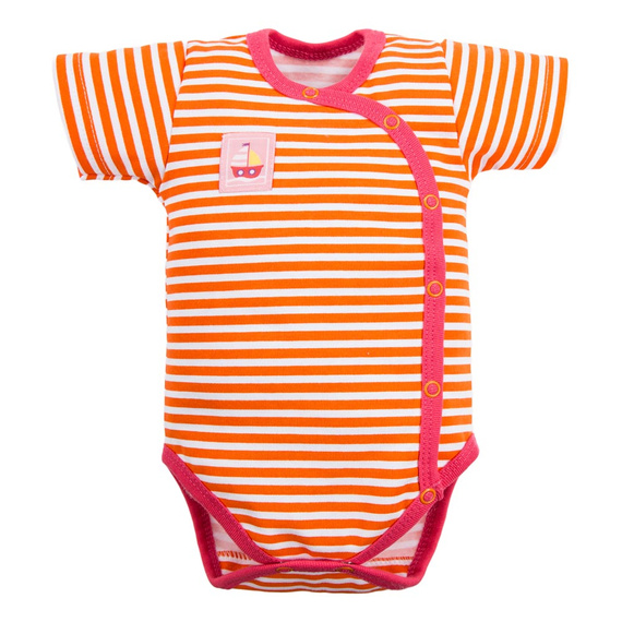 Body pentru bebelusi plic portocaliu Eevi - 100% bumbac, maneci scurte