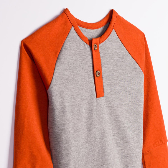 228138 Nicol FARMA Bluză băieți Henley raglan gri cupru bumbac