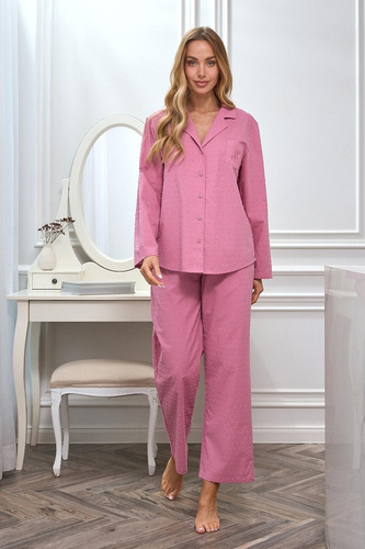 Pijama 2613 L&L bumbac lejeră cu nasturi confort damă