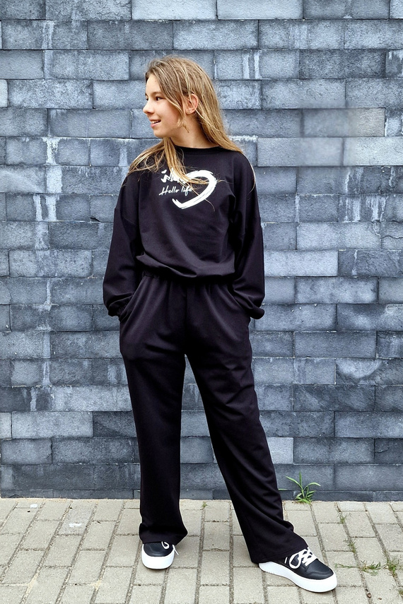 Gaja Hanorac copii Bambarillo negru | Hanorac din bumbac elastic