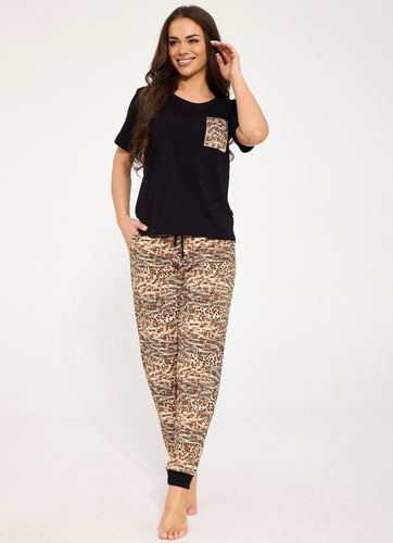 Cornette Margot 1114/515 Pijamale damă 100% bumbac maro cu dantelă