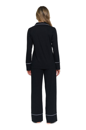 Pijamale damă Doctor Nap 7527 Noir, 100% bumbac, cu nasturi, lungă