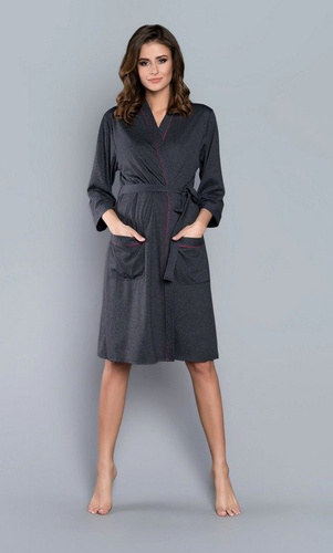 Halat pentru femei Megan Italian Fashion cu mânecă 3/4 - melange deschis