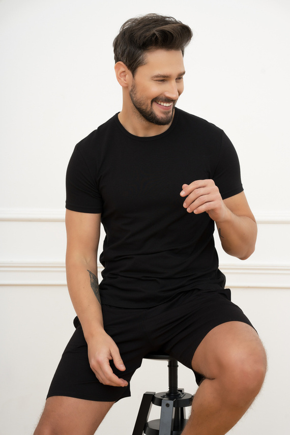 Ikar Tricou cu mânecă scurtă pentru bărbați Italian Fashion - negru 